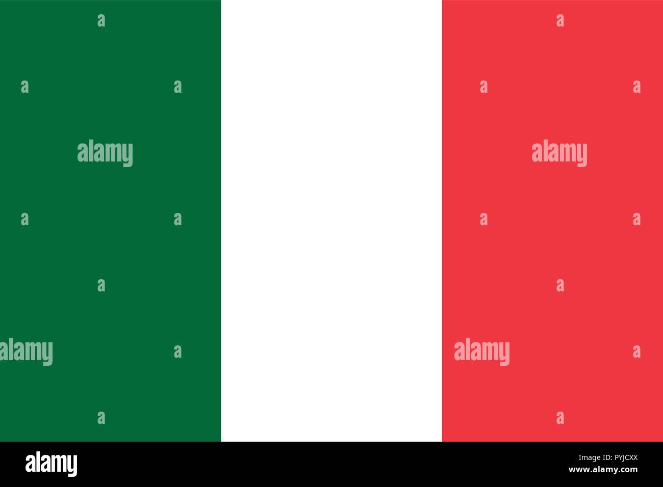 Vector image for Italy flag. Based on the official and exact Italian flag dimensions (3:2) & colors (349C, White and 032C) Stock Vector