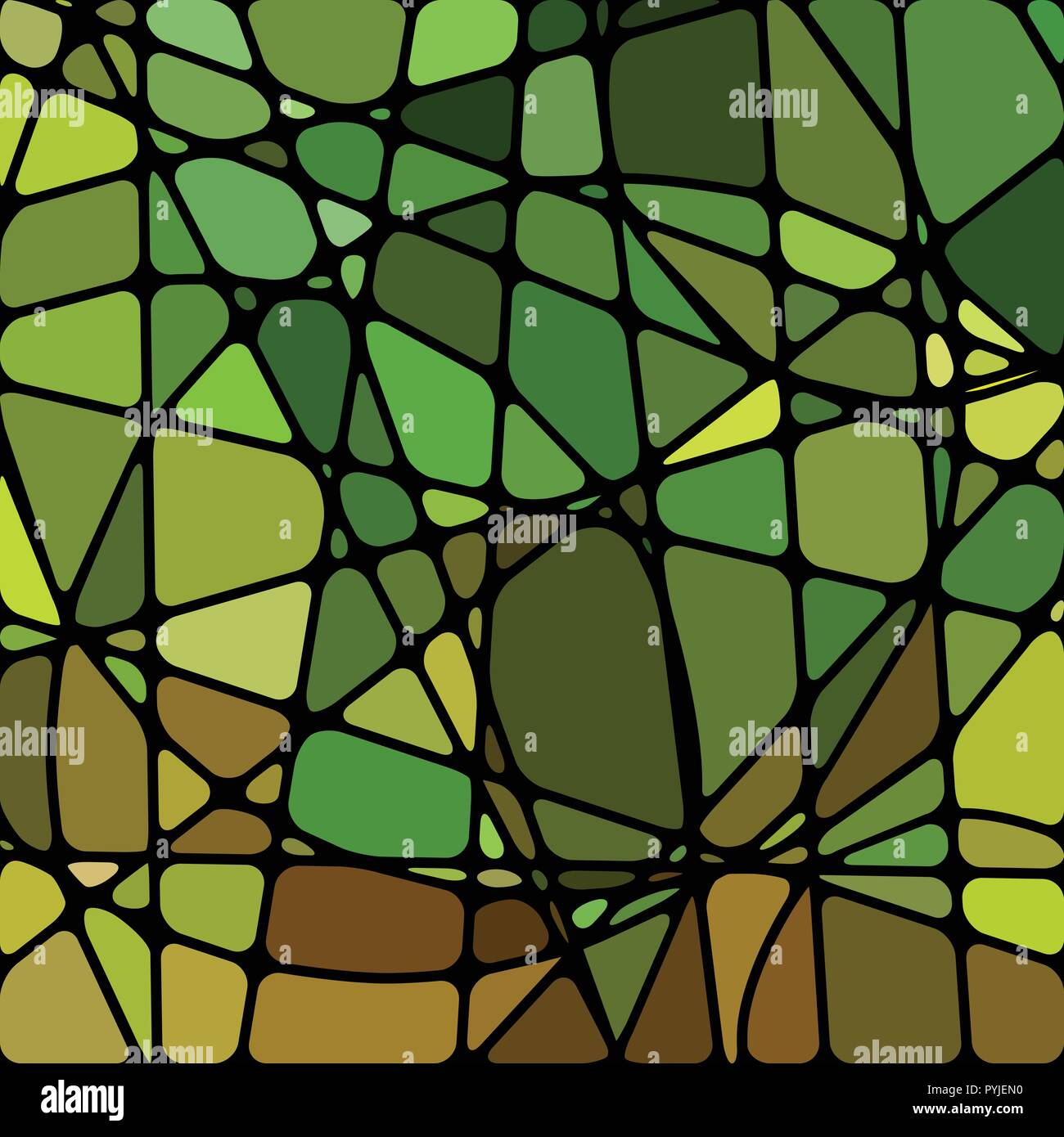 abstract vector stained-glass mosaic background - green and brown Stock ...
