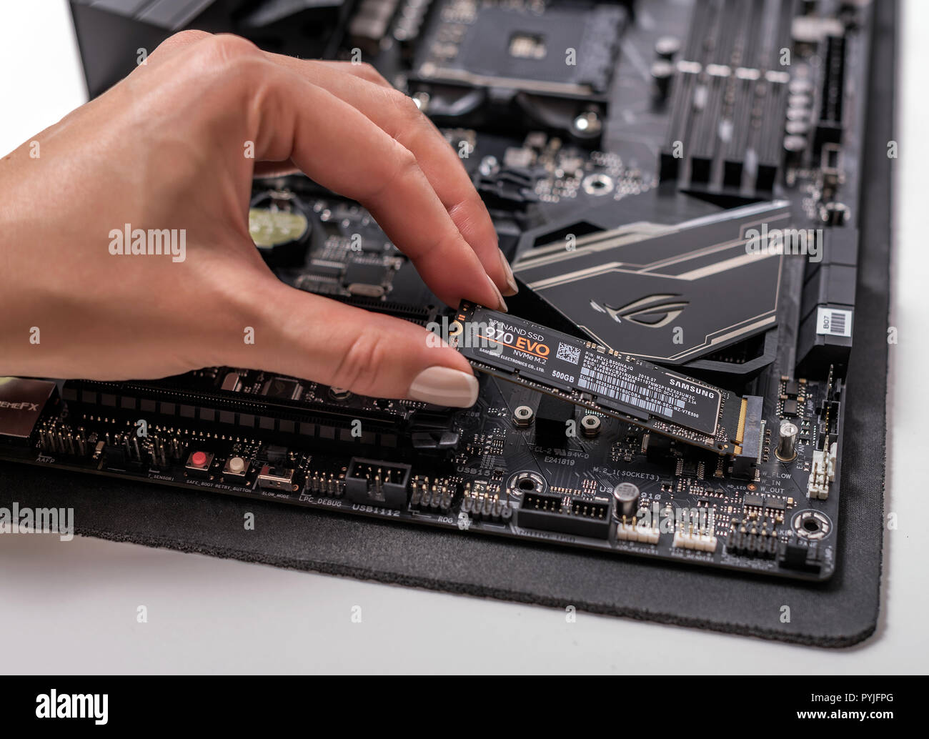 Hard disk SSD m2 on the motherboard background Stock Photo - Alamy