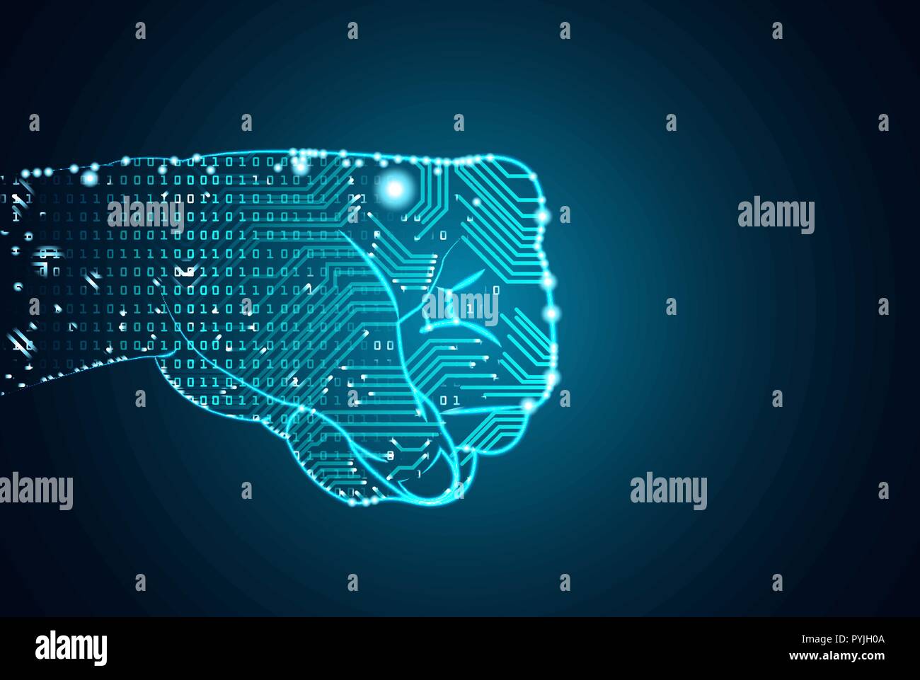 Big data and artificial intelligence domination concept. Stock Vector