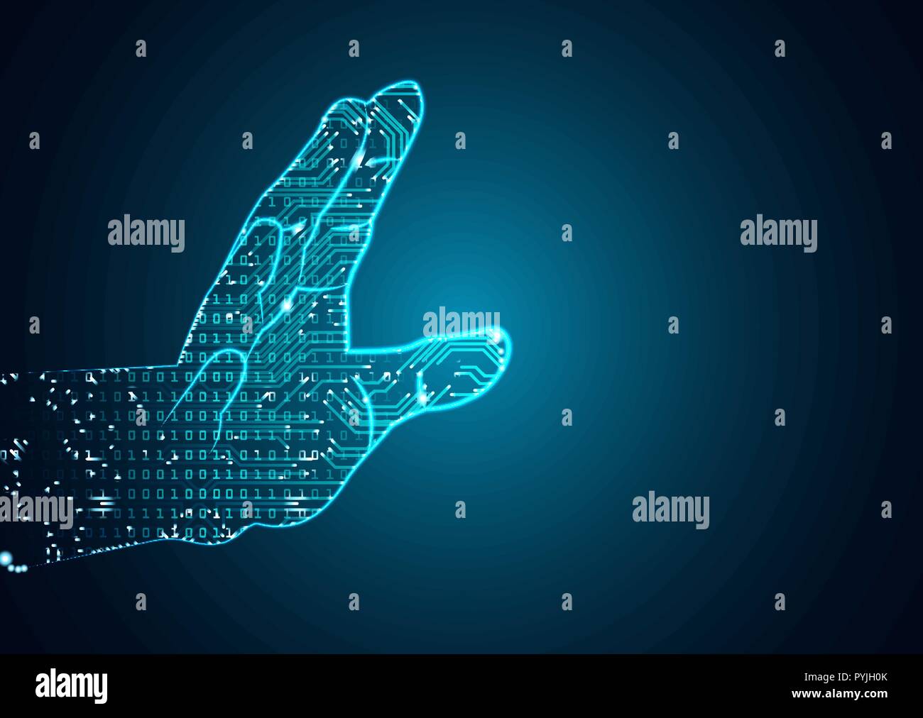 Big data and artificial intelligence domination concept. Stock Vector
