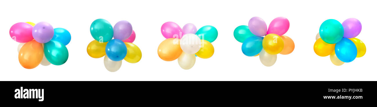 Set multicolored balloons isolated on white background Stock Photo - Alamy