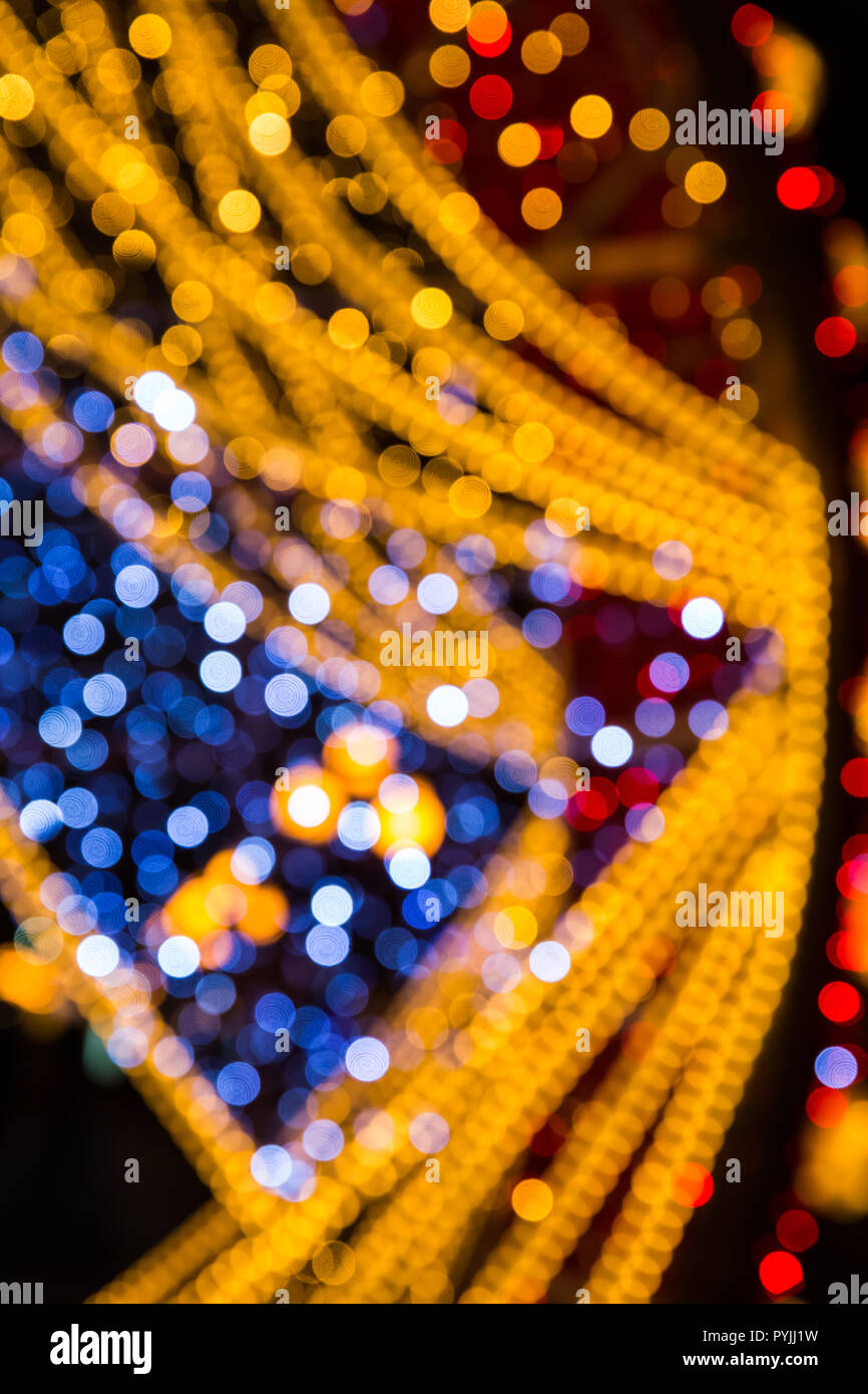Christmas background with colorful bokeh light effects Stock Photo - Alamy