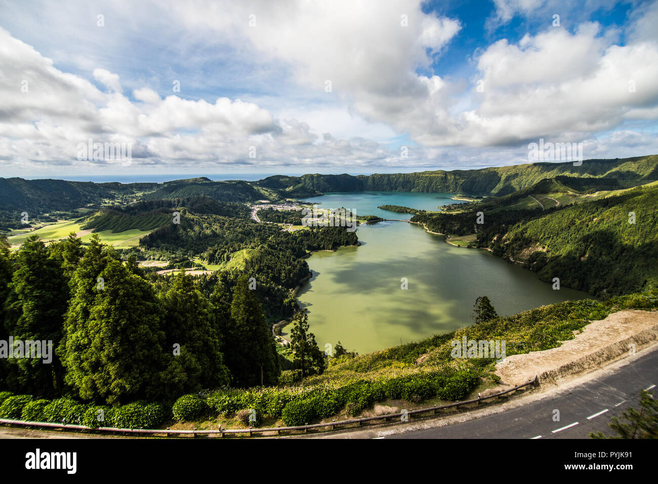 Aerial view of Lagoon of the Seven Cities Portuguese: Lagoa das Sete ...