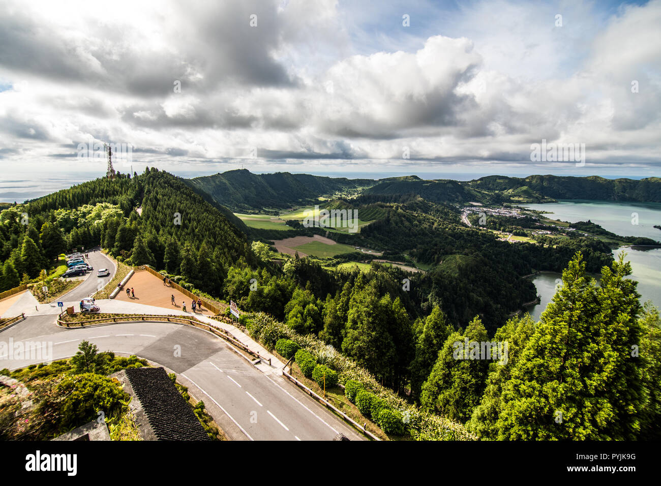 Aerial view of Lagoon of the Seven Cities Portuguese: Lagoa das Sete ...