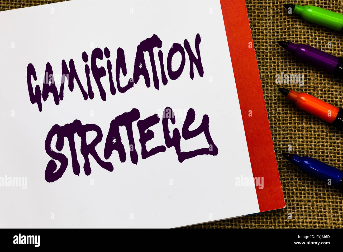 Handwriting text Gamification Strategy. Concept meaning use Rewards for ...