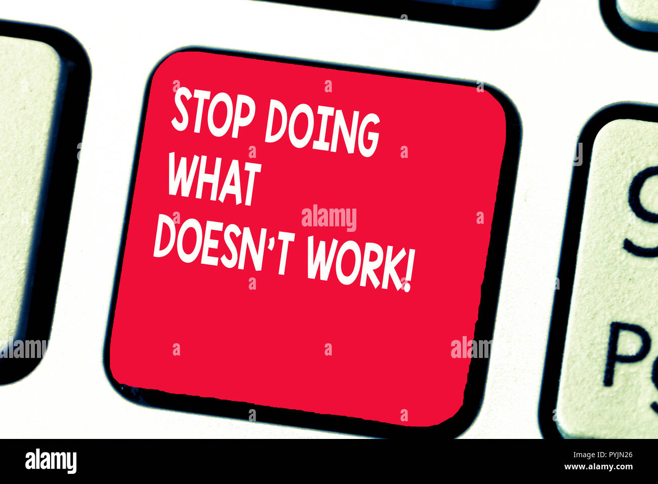 Conceptual hand writing showing Stop Doing What Doesn t not Work. Business photo text busy does not always mean being Productive. Stock Photo