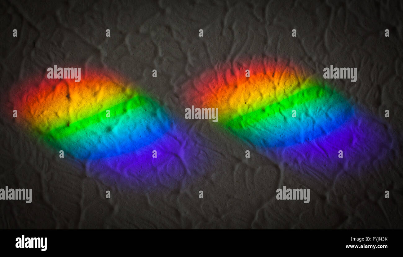 Rainbow Colours on the ceiling, caused by sunlight passing through