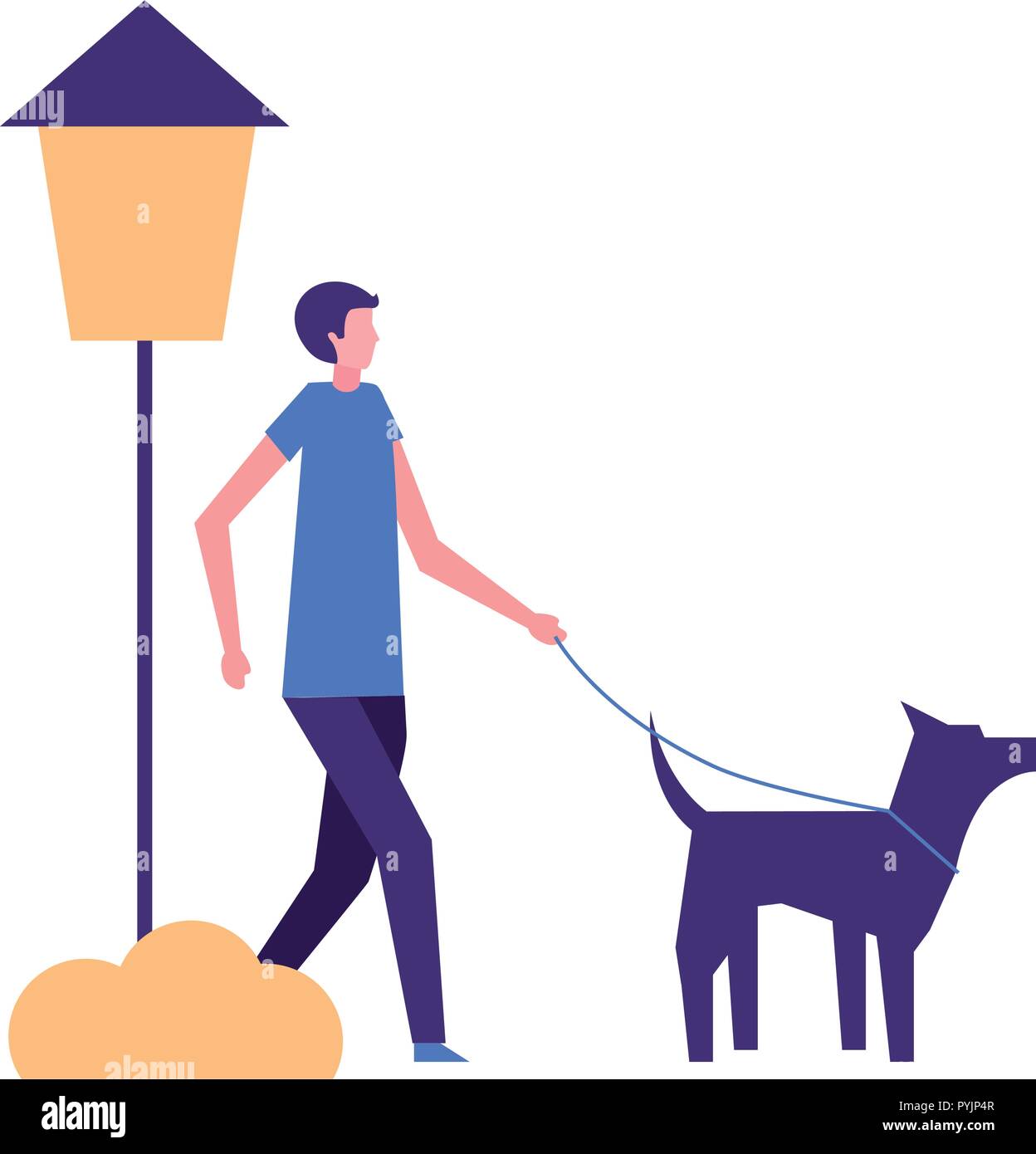 man walking with her dog in the park Stock Vector Image & Art - Alamy