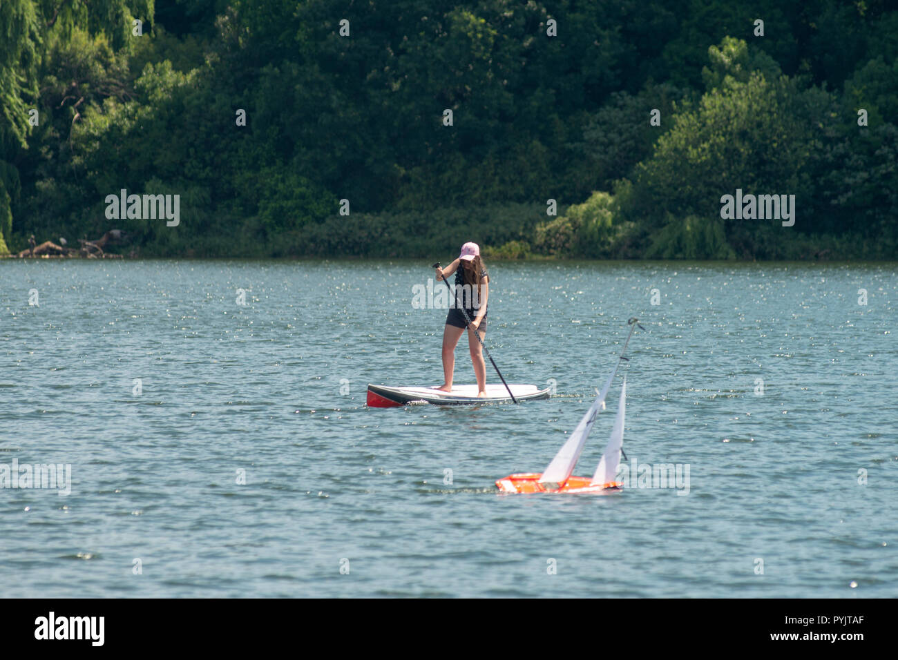 Johannesburg, South Africa, 28 October, 2018. A young woman on a paddle