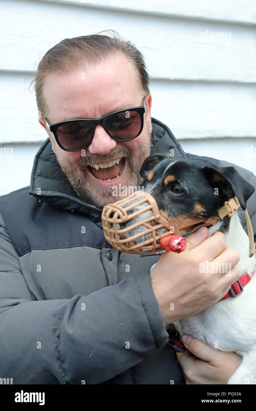 London, UK. 28th October 2018. Ricky Gervais, a long time supporter of