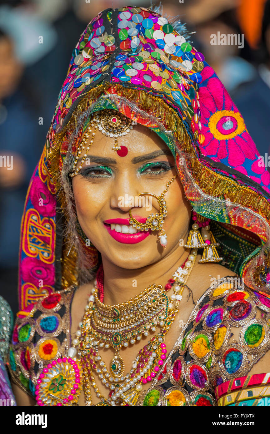 London, UK. 28th Oct, 2018. One Of The Lead Dancers - Diwali Festival ...