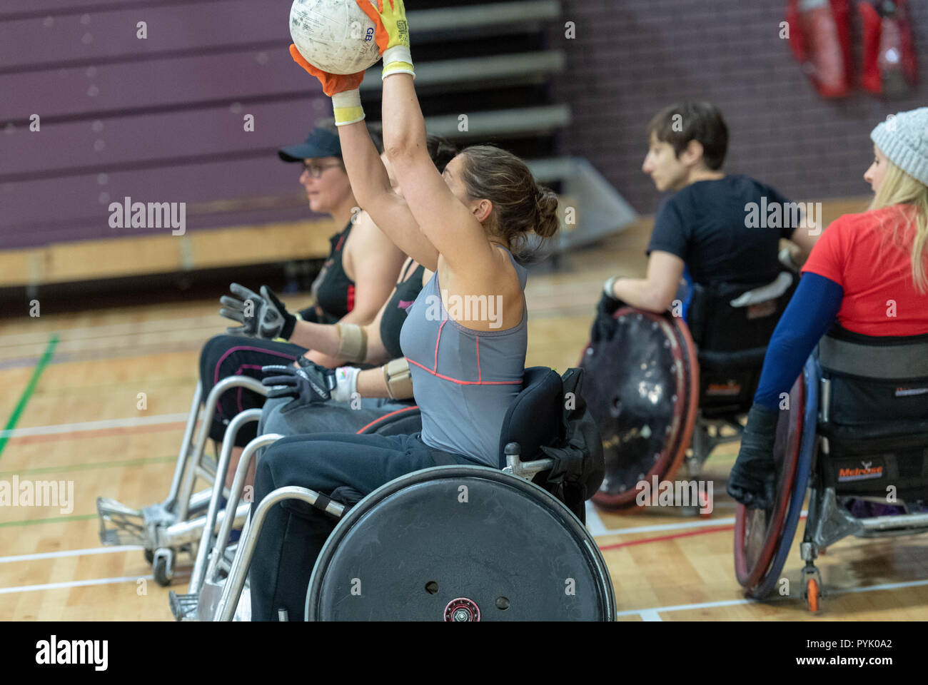 Brentwood, UK. 28th October 2018. Great Britain Wheelchair Rugby's Women's Wheelchair Rugby event celebrating #thisgirlcan at the Brentwood Center,Brentwood  Essex Credit Ian Davidson/Alamy Live News Stock Photo