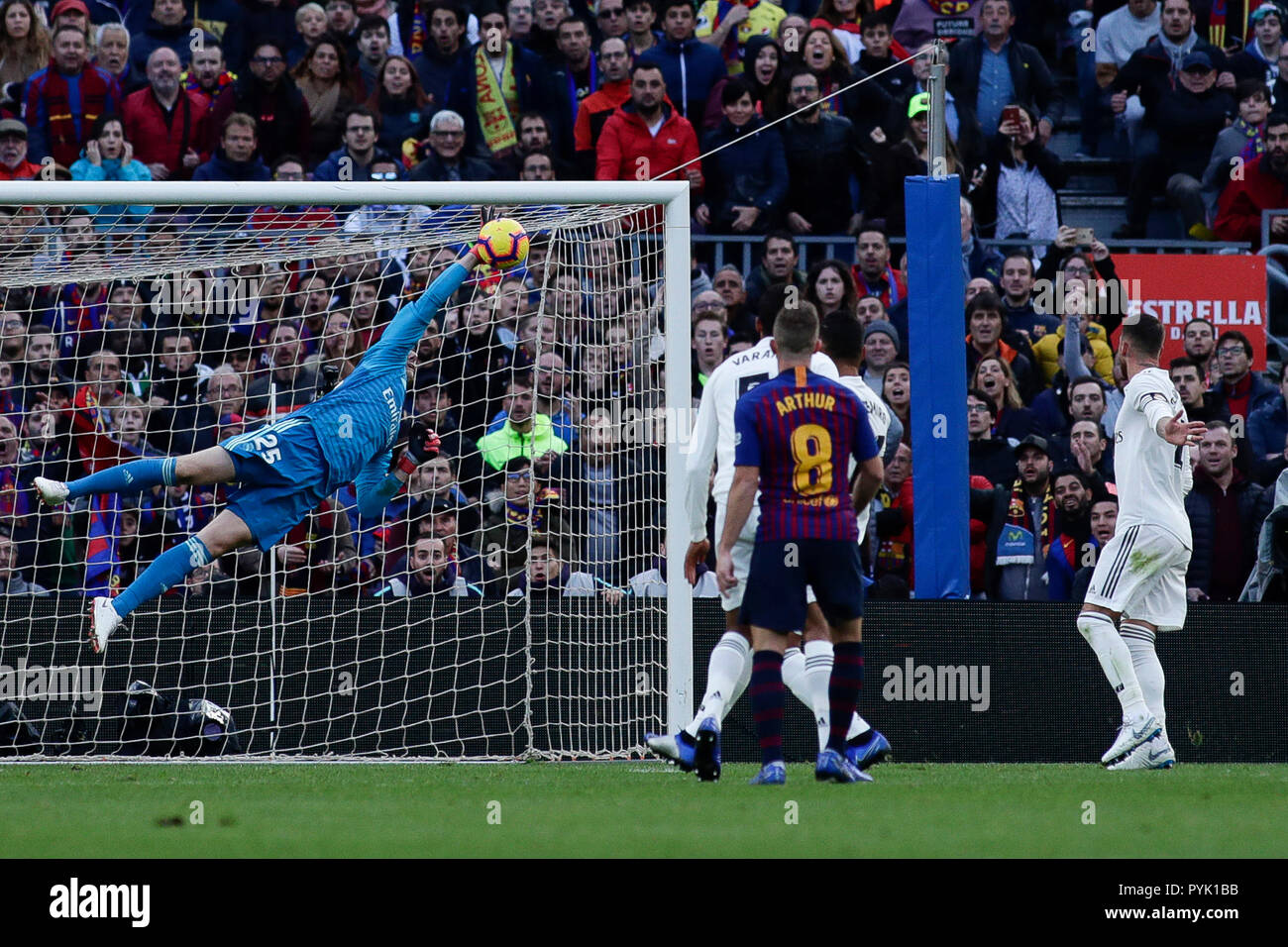 pics Thibaut Courtois Save https www alamy com camp nou barcelona spain 28th oct 2018 la liga football barcelona versus real madrid thibaut courtois of real madrid diving save to stop the goal credit action plus sportsalamy live news image223538319 html