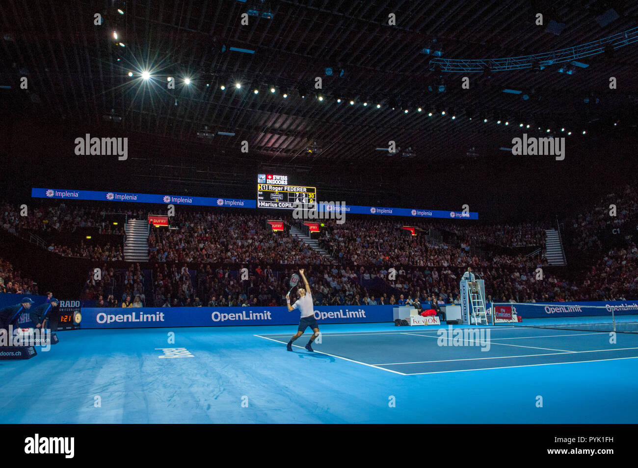 St Jakobshalle, Basel, Switzerland. 28th Oct, 2018. ATP World Tour, Swiss  Indoor Tennis; Roger Federer (SUI) in action against Marius Copil (ROU) in  the singles final Credit: Action Plus Sports/Alamy Live News
