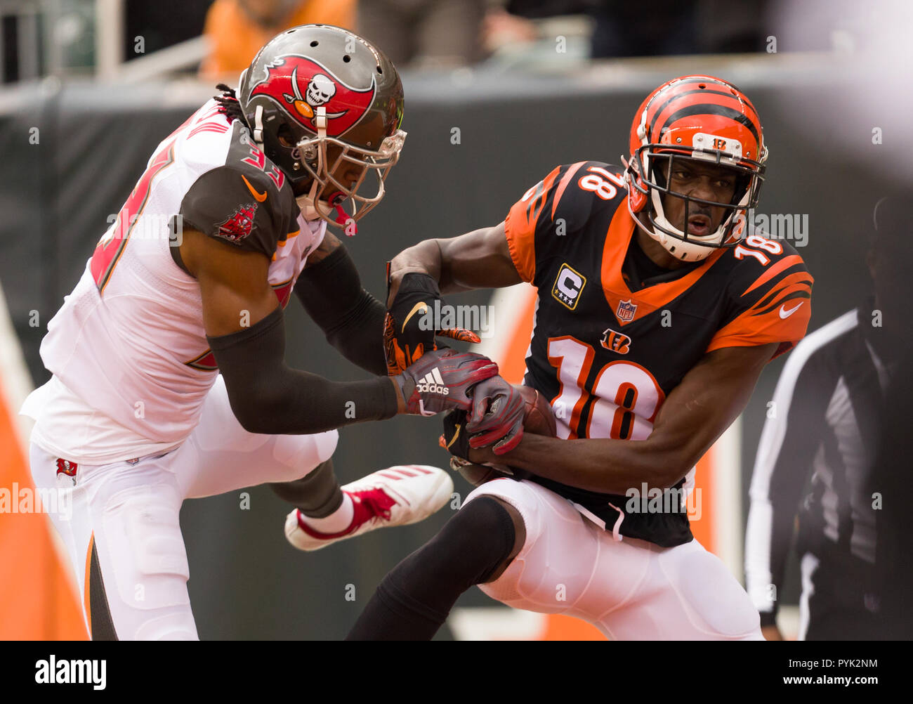 September 13, 2020: A.J. Green #18 of the Cincinnati Bengals warms up  before NFL football game action between the Los Angeles Chargers and the  Cincinnati Bengals at Paul Brown Stadium on September