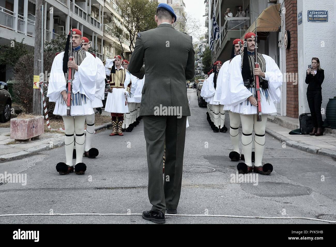 Thessaloniki Greece 28th Oct 2018 Members Of Presidential Guard Known As Evzones Are Seen Preparing For