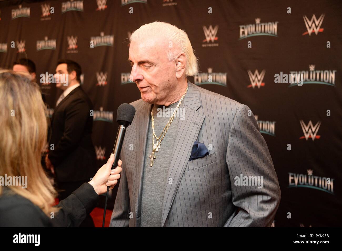 New York, NY, USA. 28th Oct, 2018. Ric Flair at arrivals for WWE Evolution Inaugural All-Women Exclusive Pay-Per-View Event, NYCB Live at Nassau Veterans Memorial Coliseum, New York, NY October 28, 2018. Credit: Eli Winston/Everett Collection/Alamy Live News Stock Photo