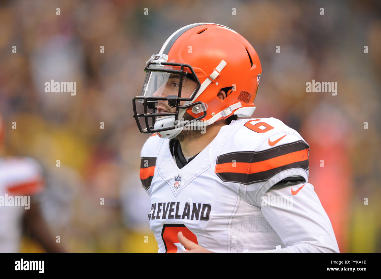 October 28th, 2018: Browns #6 Baker Mayfield during the Pittsburgh Steelers  vs Cleveland Browns game at Heinz Field in Pittsburgh, PA. Jason  Pohuski/CSM Stock Photo - Alamy