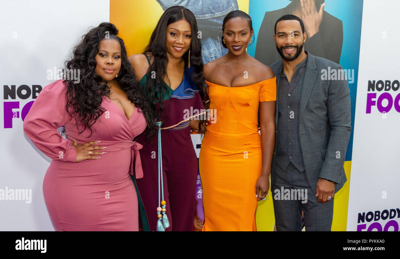 New York, USA. 28th October, 2018. Amber Riley, Tiffany Haddish, Tika Sumpter, and Omari Hardwick attend the world premiere of 'Nobody's Fool' at the AMC Lincoln Square in New York City on October 28, 2018. Credit: Jeremy Burke/Alamy Live News Stock Photo