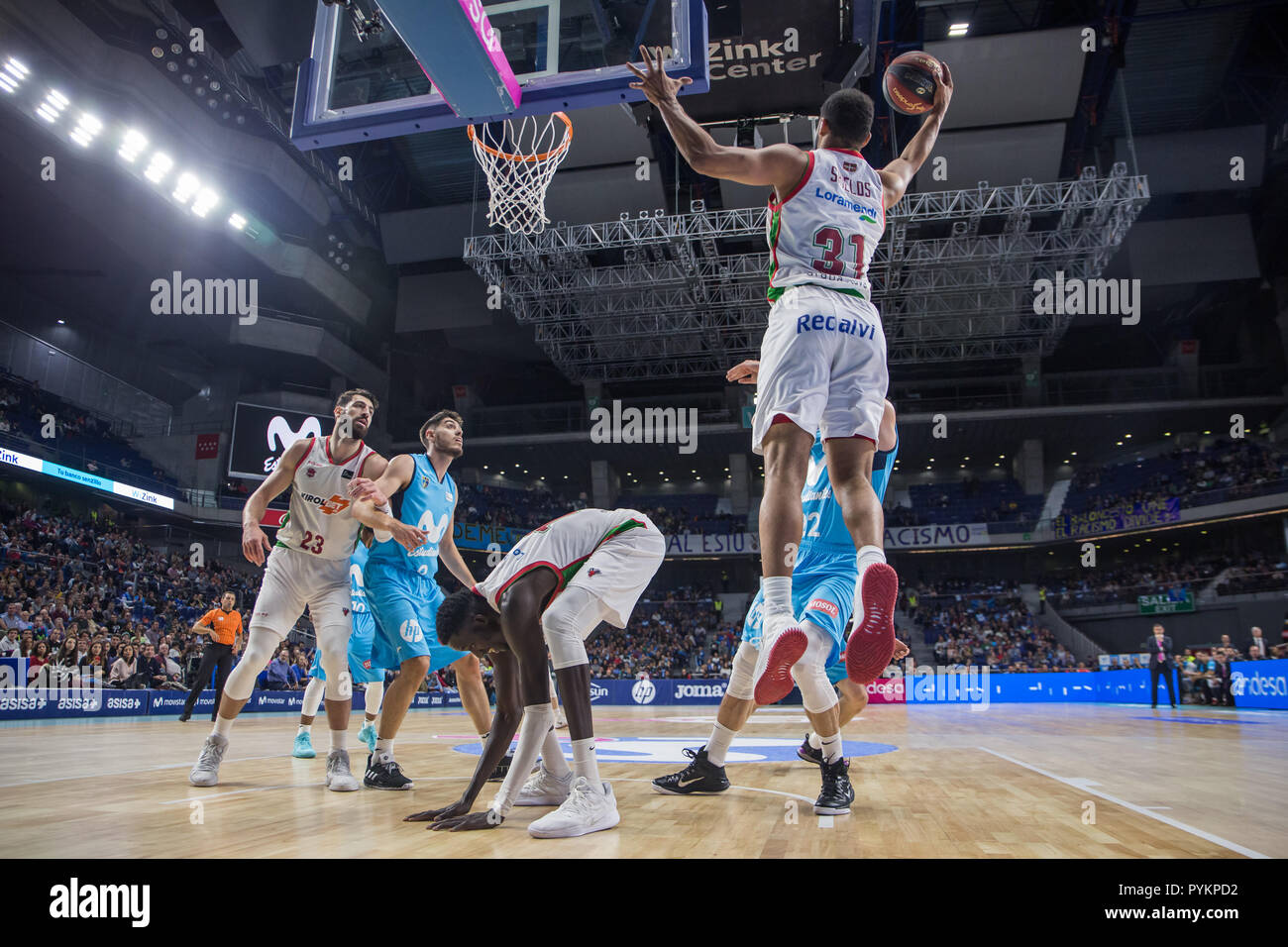 Madrid, Spain. 28th Oct, 2018. Shavon Shields during Kirolbet Baskonia  victory over Movistar Estudiantes (67 - 100) in Liga Endesa regular season  game (day 6) celebrated in Madrid at Wizink Center. October
