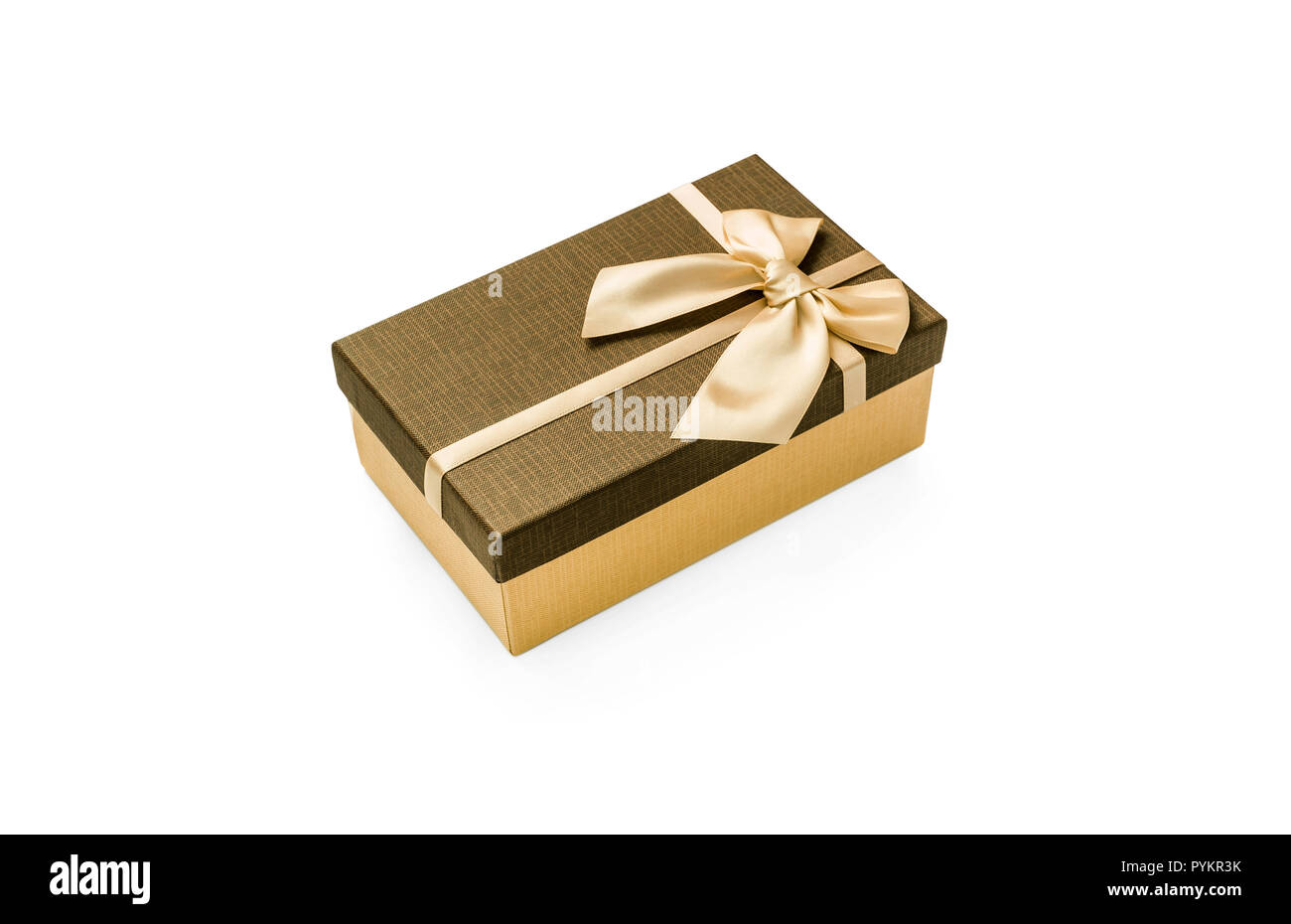 Gift box on a white background. Filmed close-ups. Stock Photo