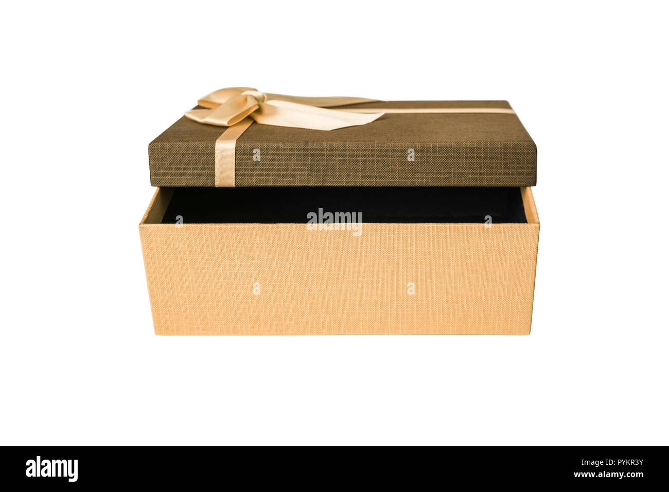 Gift box on a white background. Filmed close-ups. Stock Photo