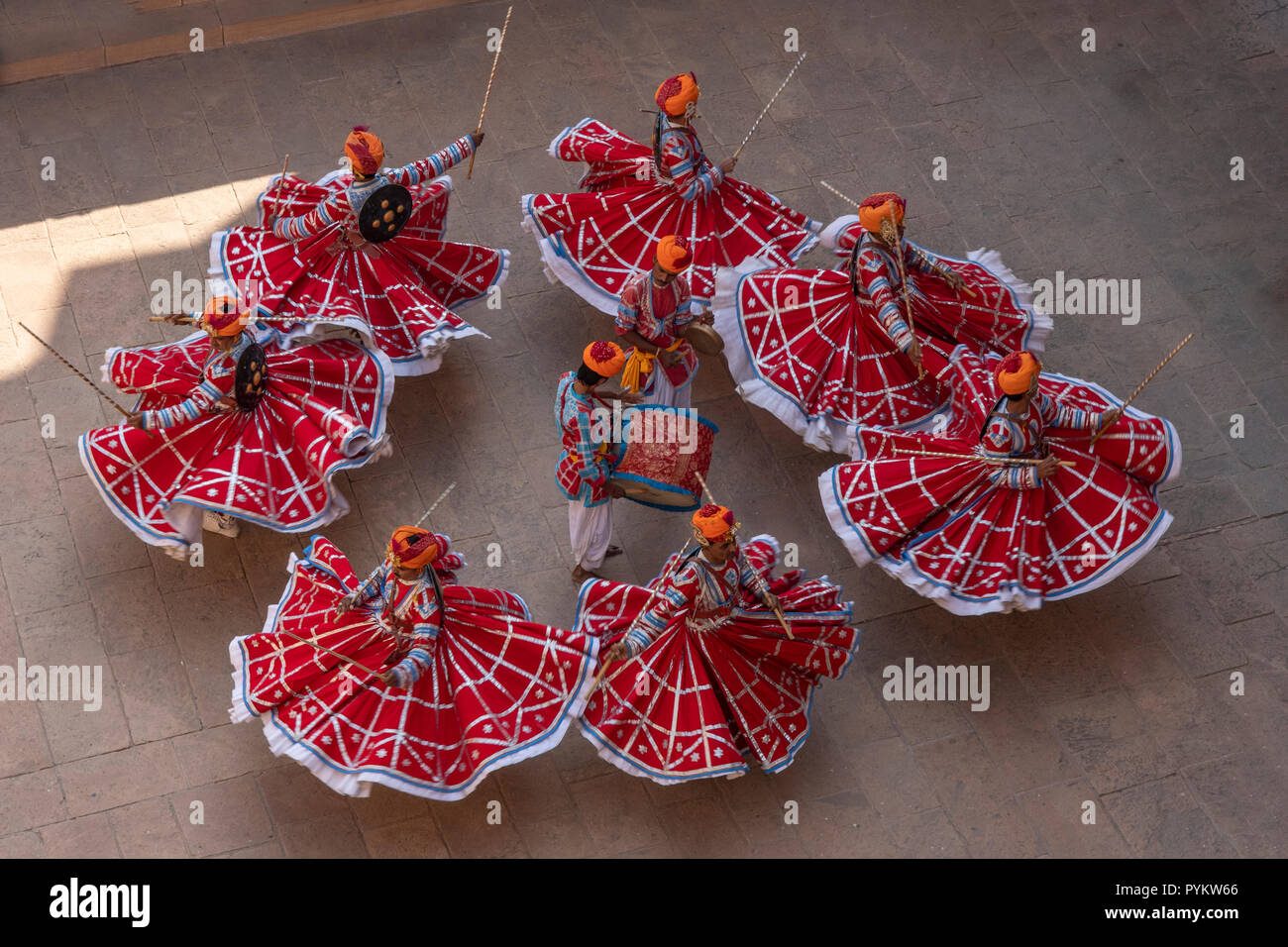 Dance Group at RIFF in Mehrangarh Fort, Jodhpur, Rajasthan, India Stock Photo