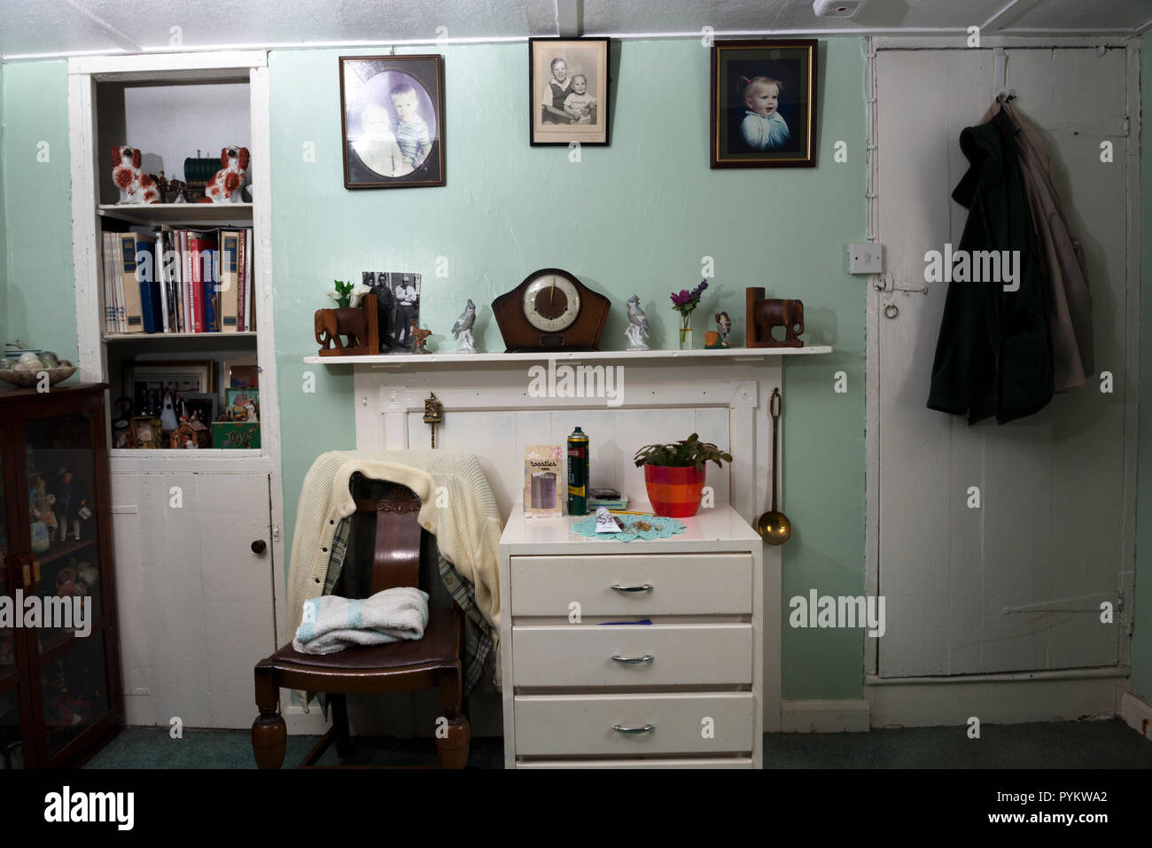 Living room used as a downstair bedroom for elderly person not able to go upstairs Stock Photo