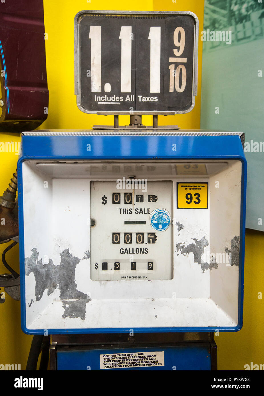 An old gas pump at the Patterson Museum in New Jersey Stock Photo
