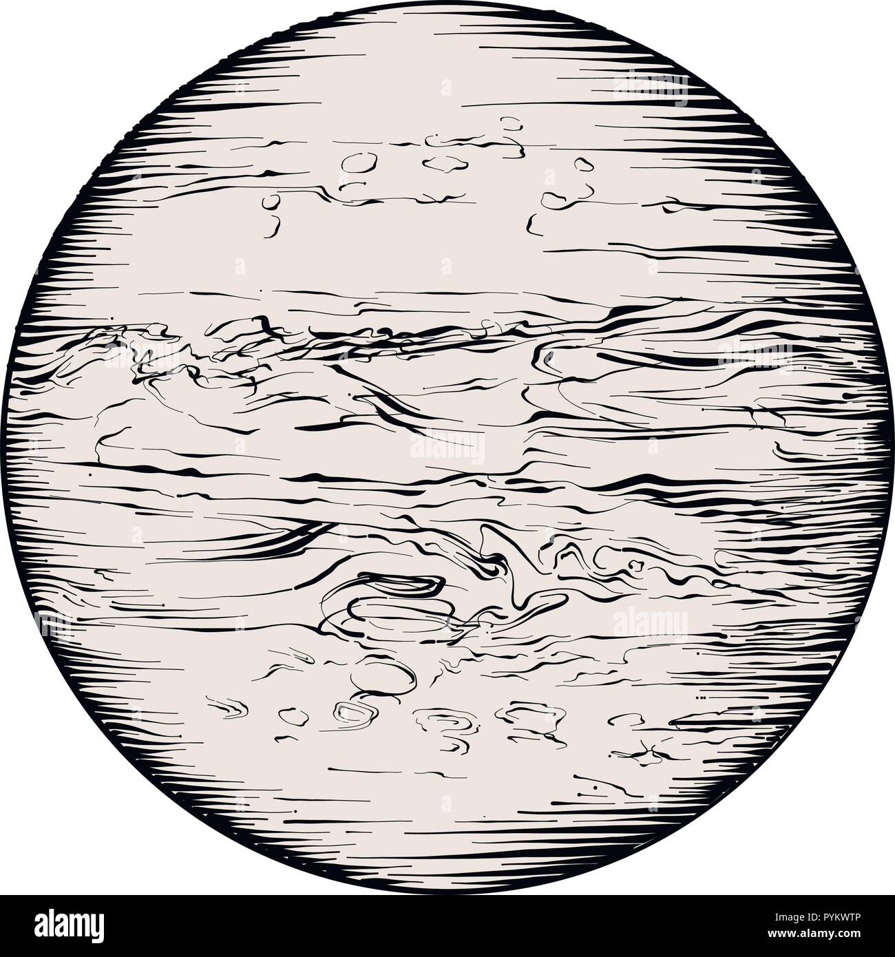Hand drawn sketch of Jupiter in black isolated on white background