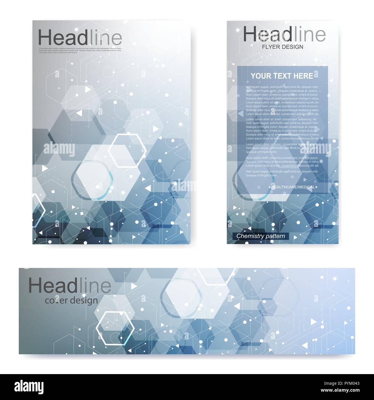 Set Flyer Brochure Size Template Banner Molecular Structure With Connected Lines And Dots Scientific Pattern Atom Dna With Elements For Magazine Leaflet Cover Poster Design Stock Vector Image Art Alamy
