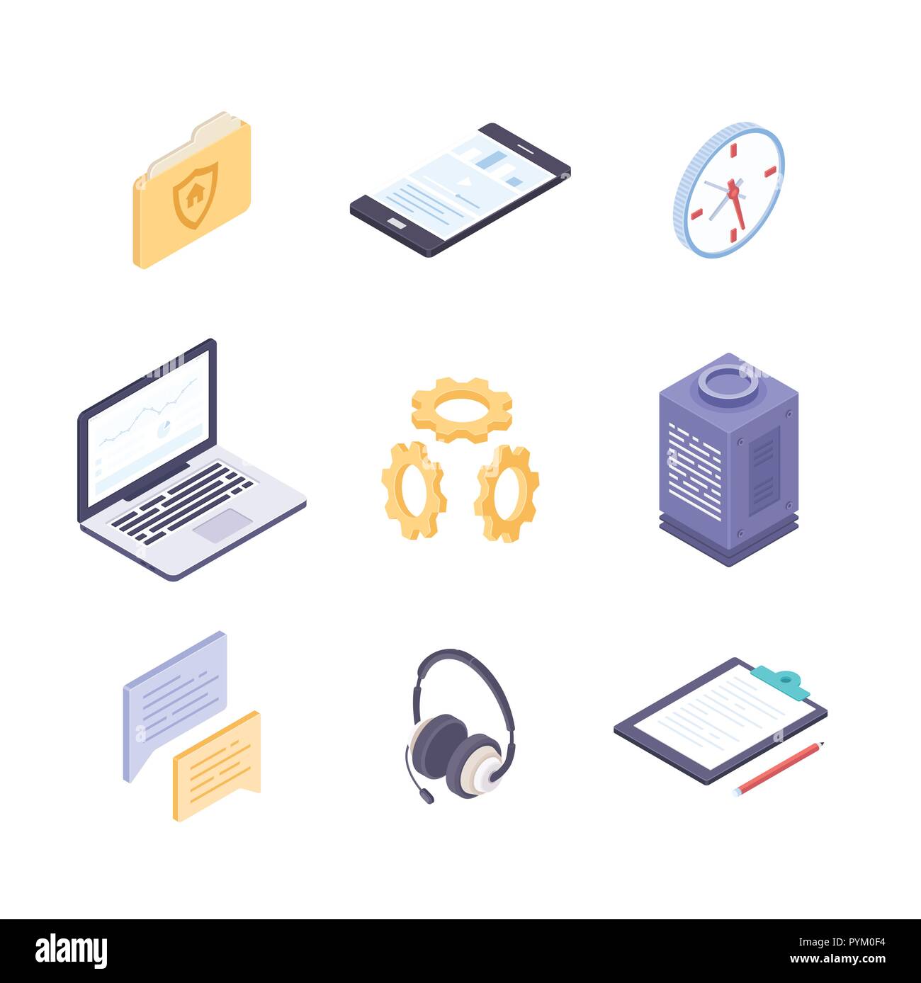 Business and technology - modern vector colorful isometric elements Stock Vector