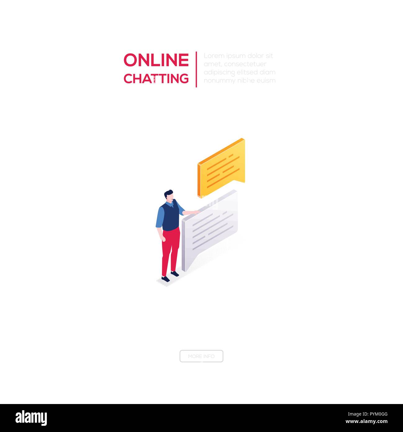 Online chatting - modern isometric vector web banner Stock Vector