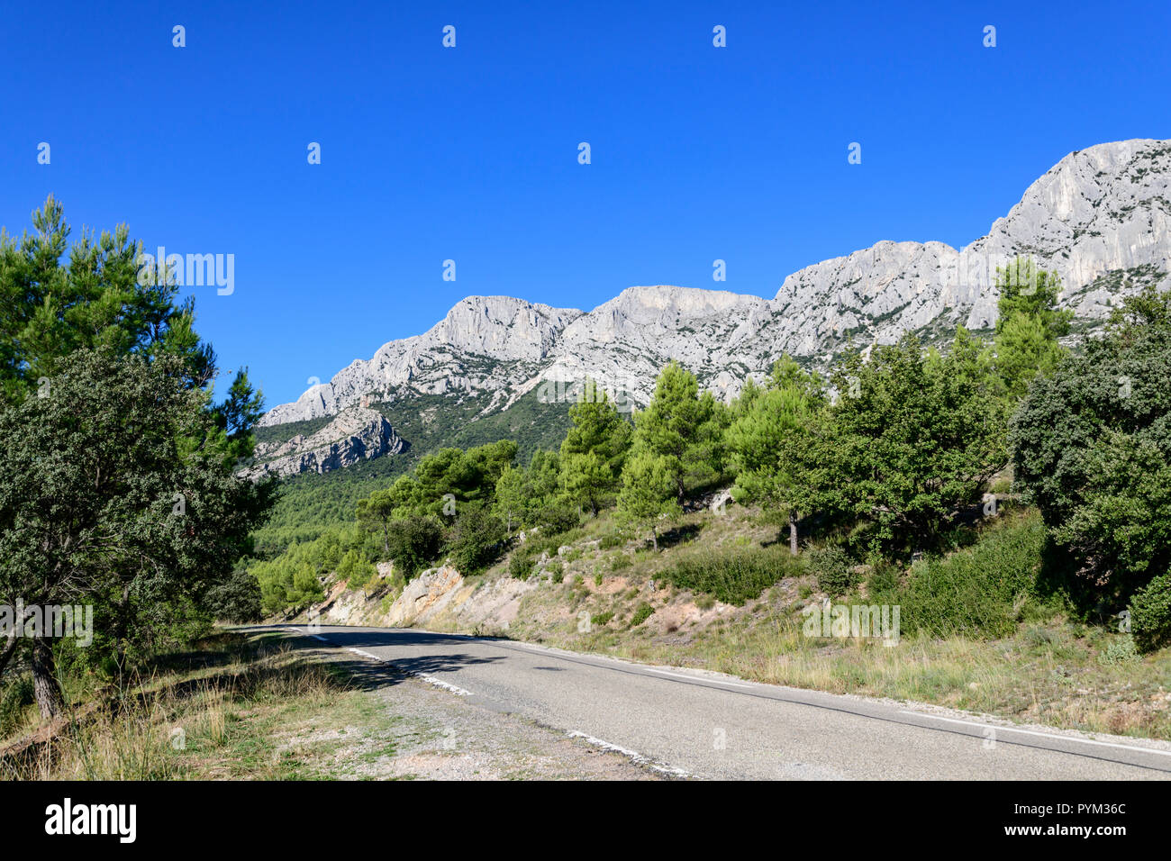 The famous and iconic Mount Sainte-Victoire in South of France  near a village called Puyloubier. France, Europe Stock Photo