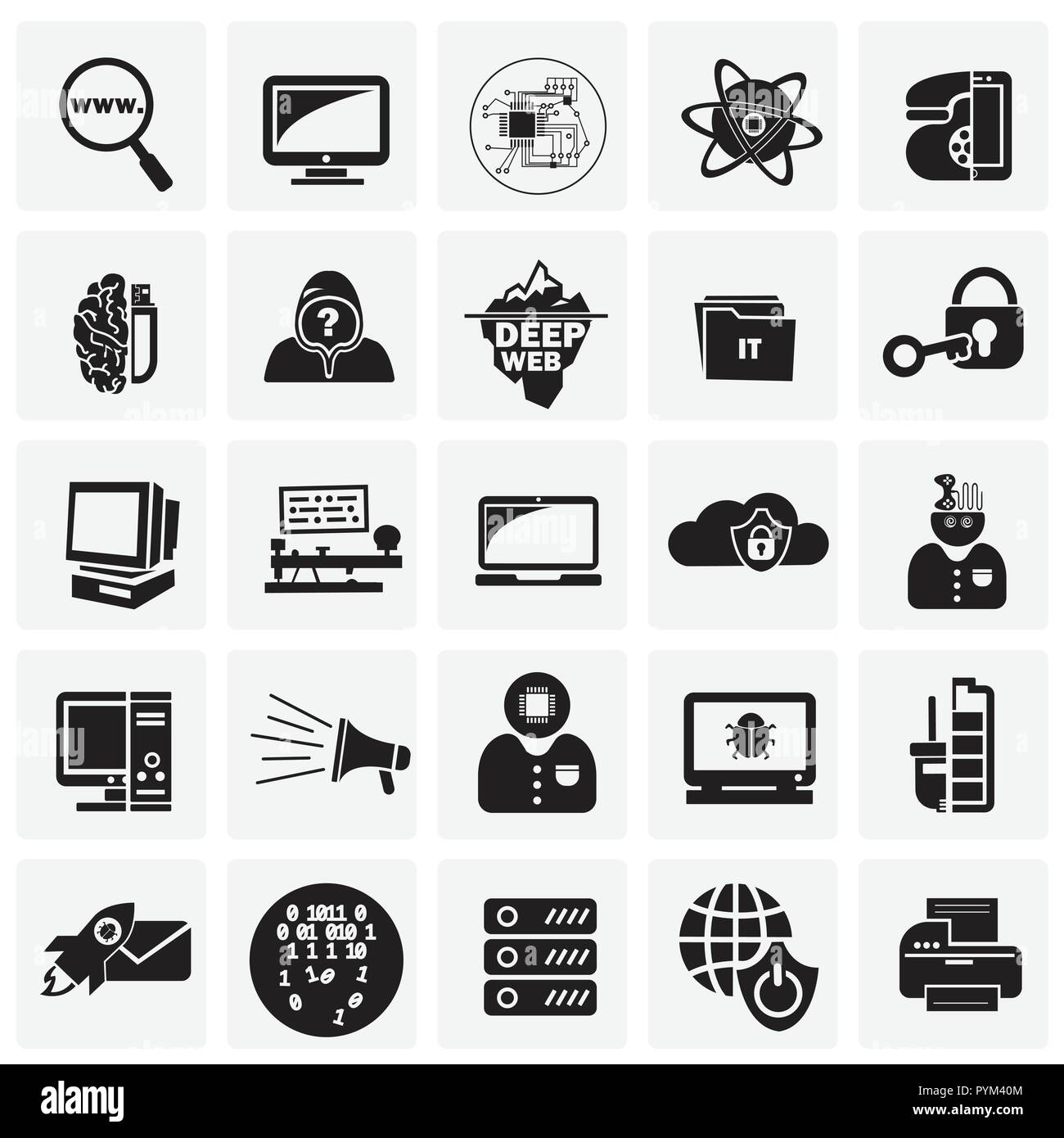 Computer and internet technologies set on squares background Stock Vector