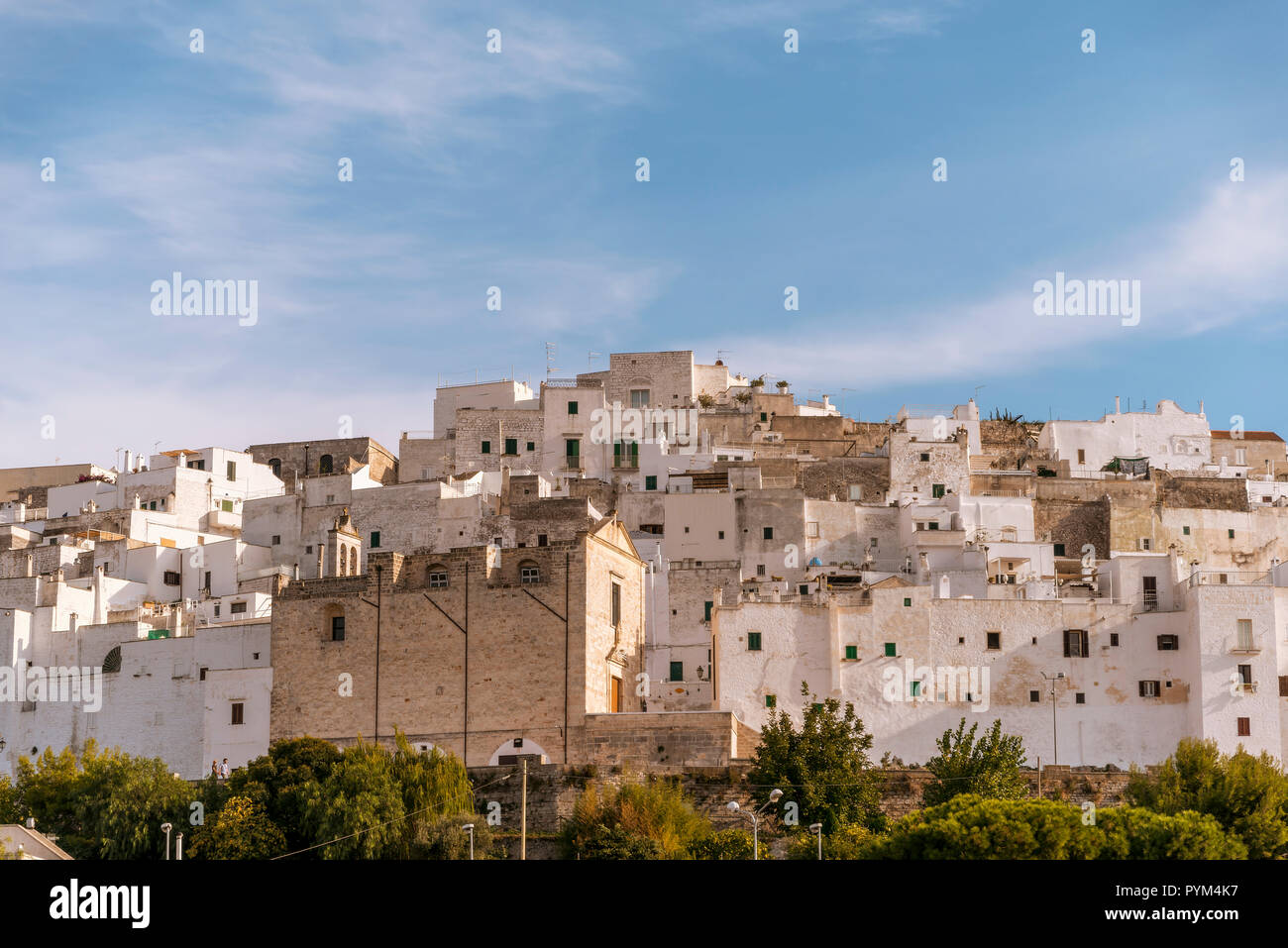 Panoramic view of the medieval white village of Ostuni Stock Photo