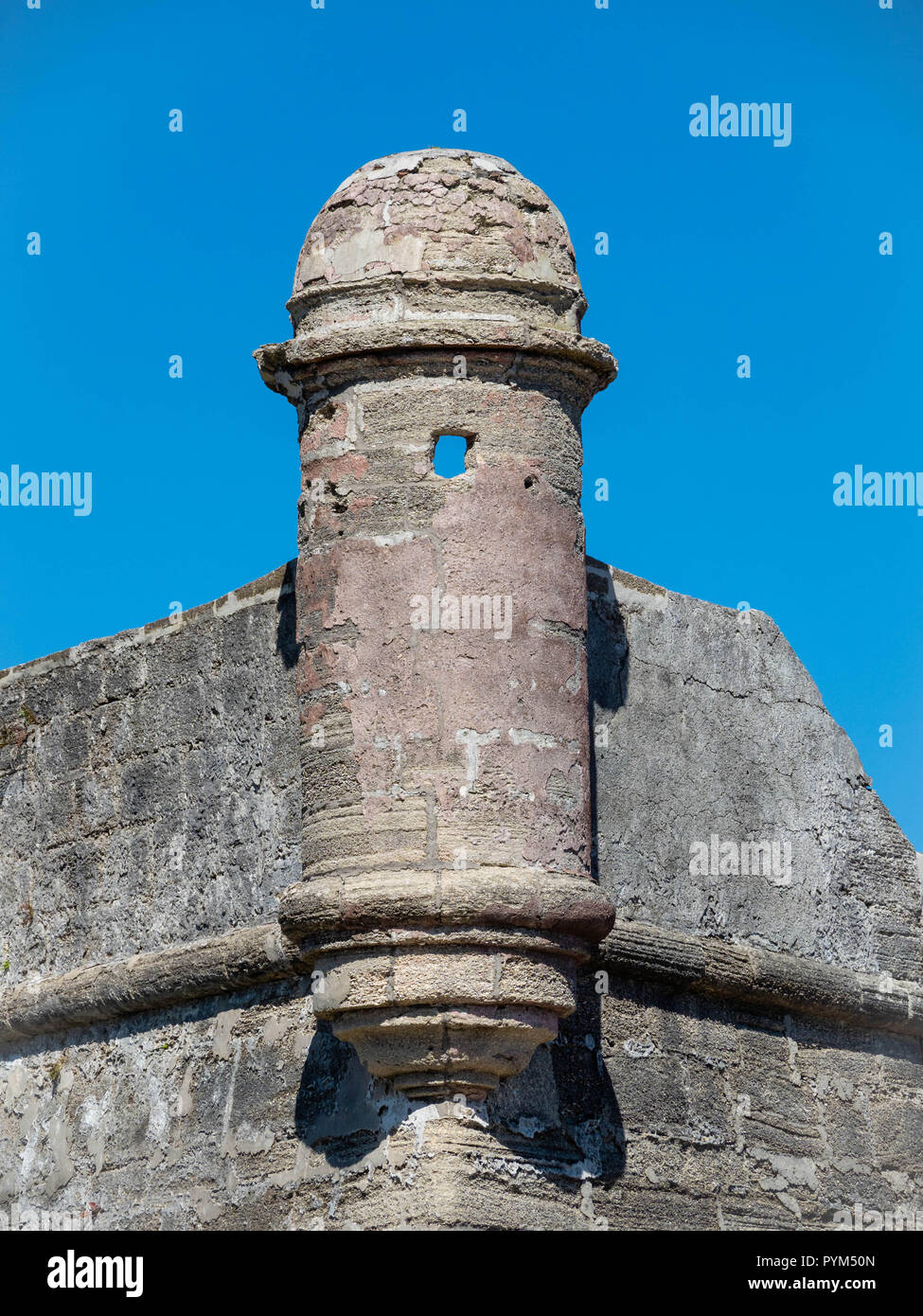 Lookout tower of Castillo de San Marcos fort on the Matanzas River in St Augustine Florida USAA Stock Photo