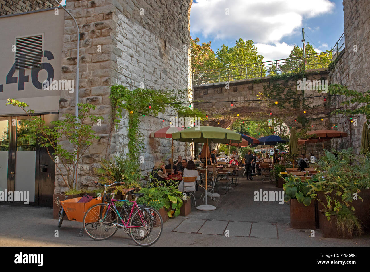 Im Viadukt shopping strip in Zurich West Stock Photo