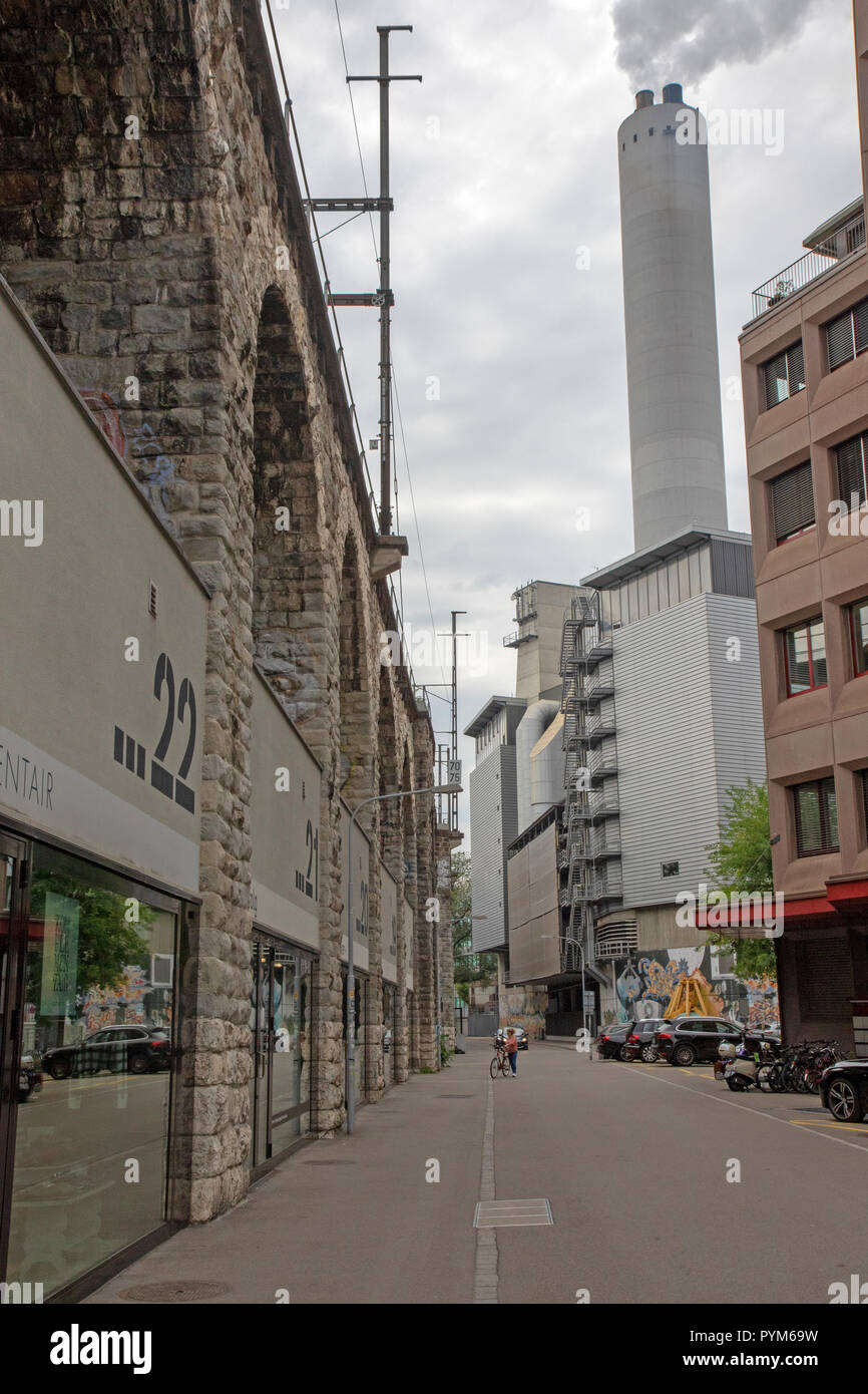 Im Viadukt shopping strip in Zurich West Stock Photo