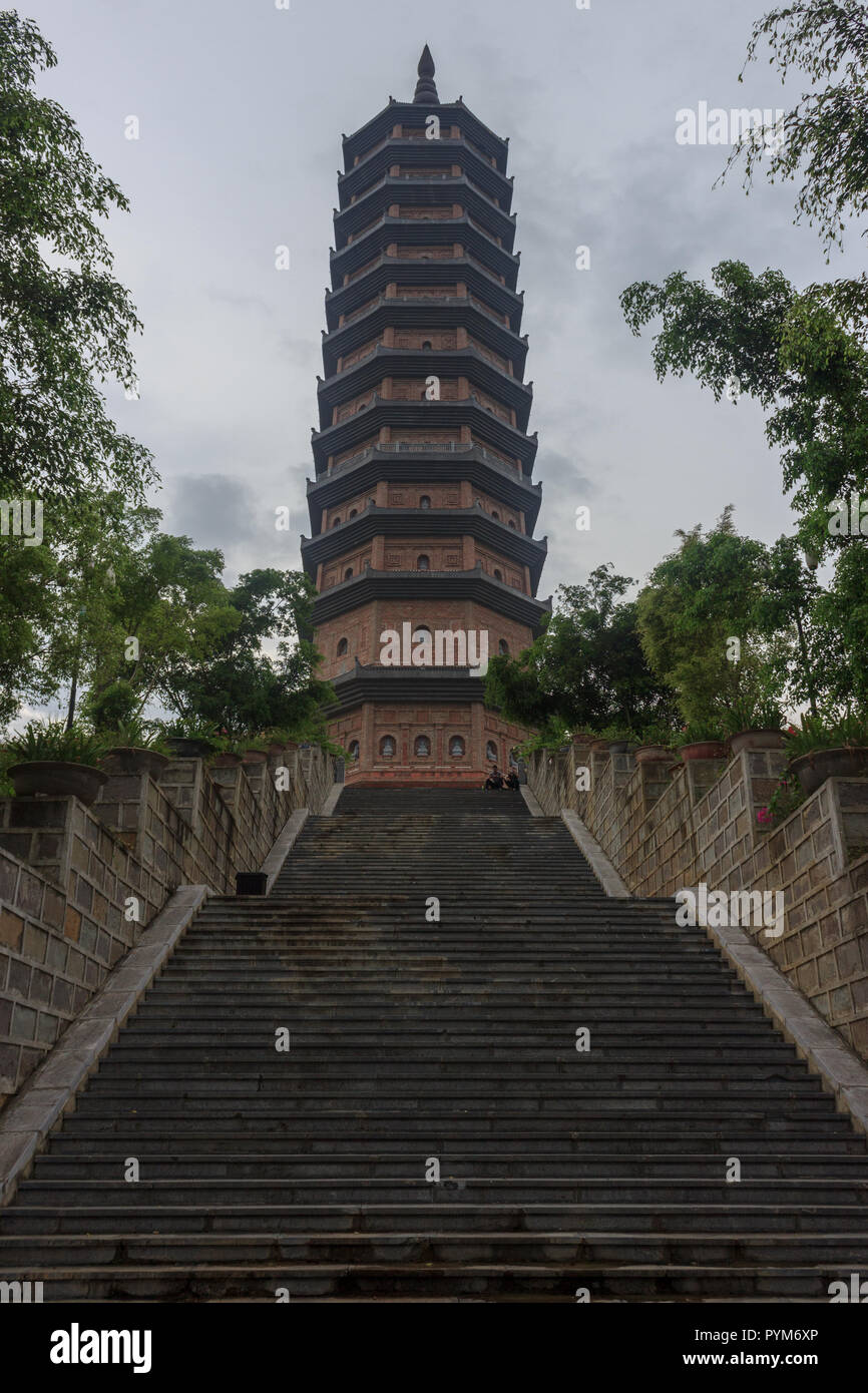 panoramic view and pagoda in ninh binh vietnam Stock Photo