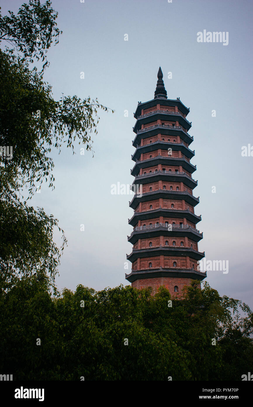 panoramic view and pagoda in ninh binh vietnam Stock Photo