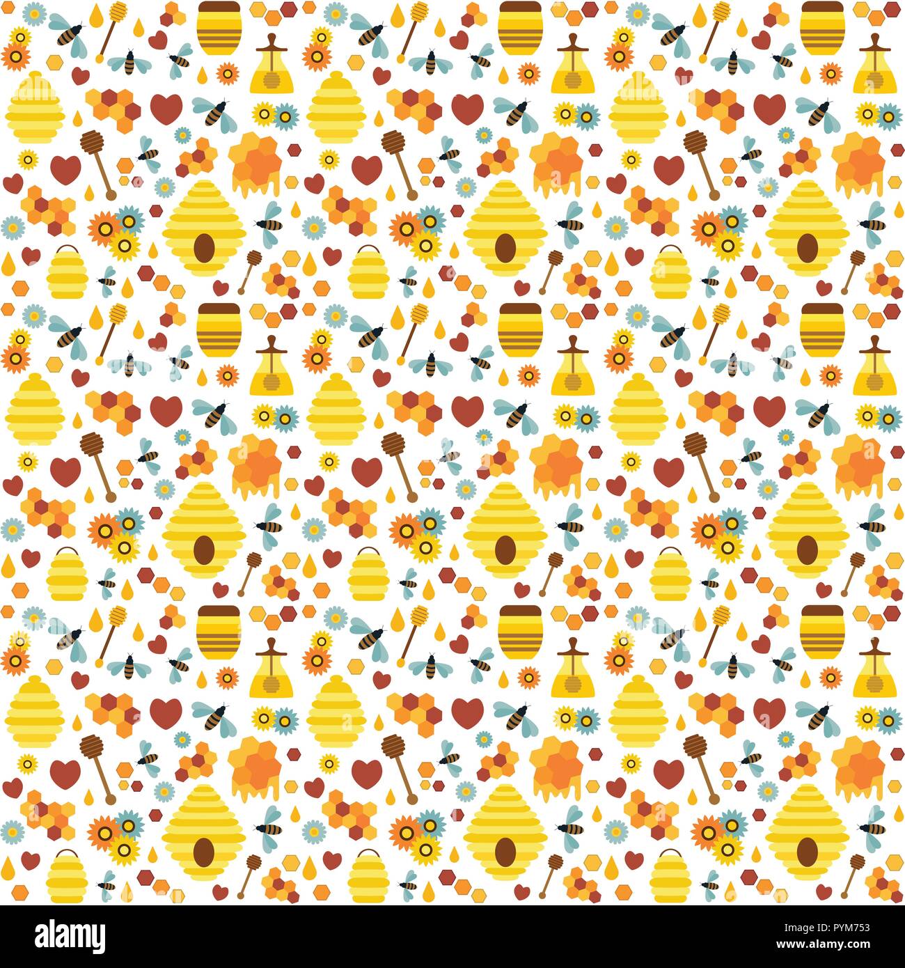 Beekeeping and Honey Craft Pattern Stock Vector