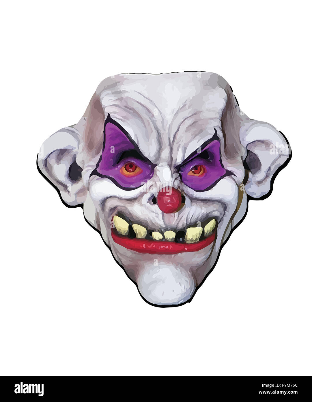 terror clown evil scary expressio teeth out illustration Stock Photo