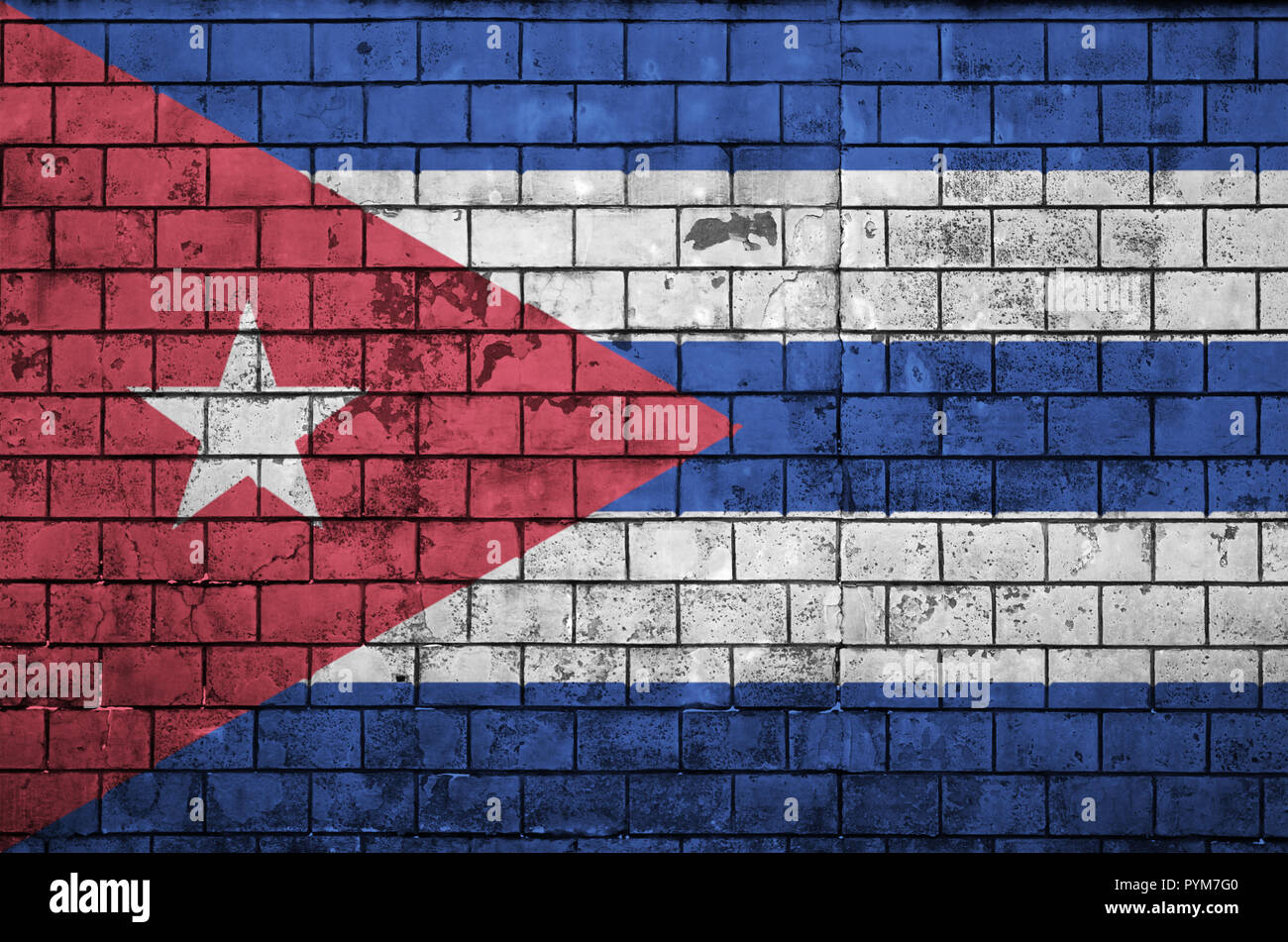 Cuba flag is painted onto an old brick wall Stock Photo - Alamy