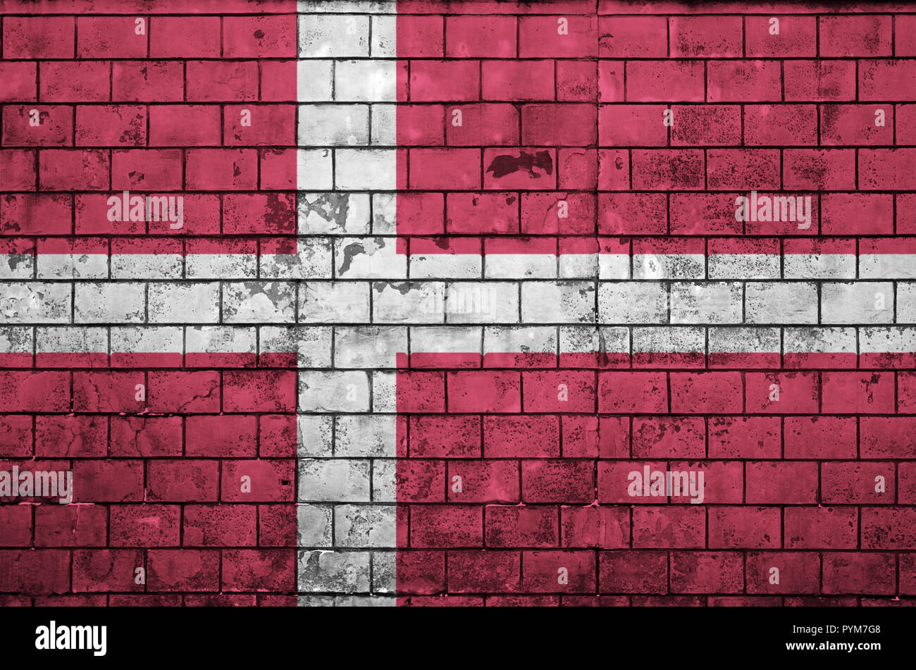 Denmark flag is painted onto an old brick wall Stock Photo - Alamy