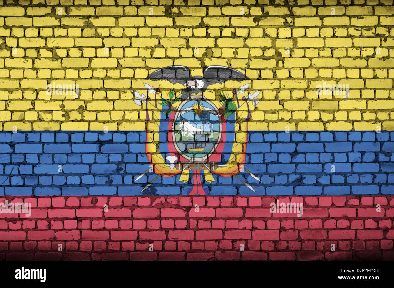 Ecuador flag is painted onto an old brick wall Stock Photo - Alamy