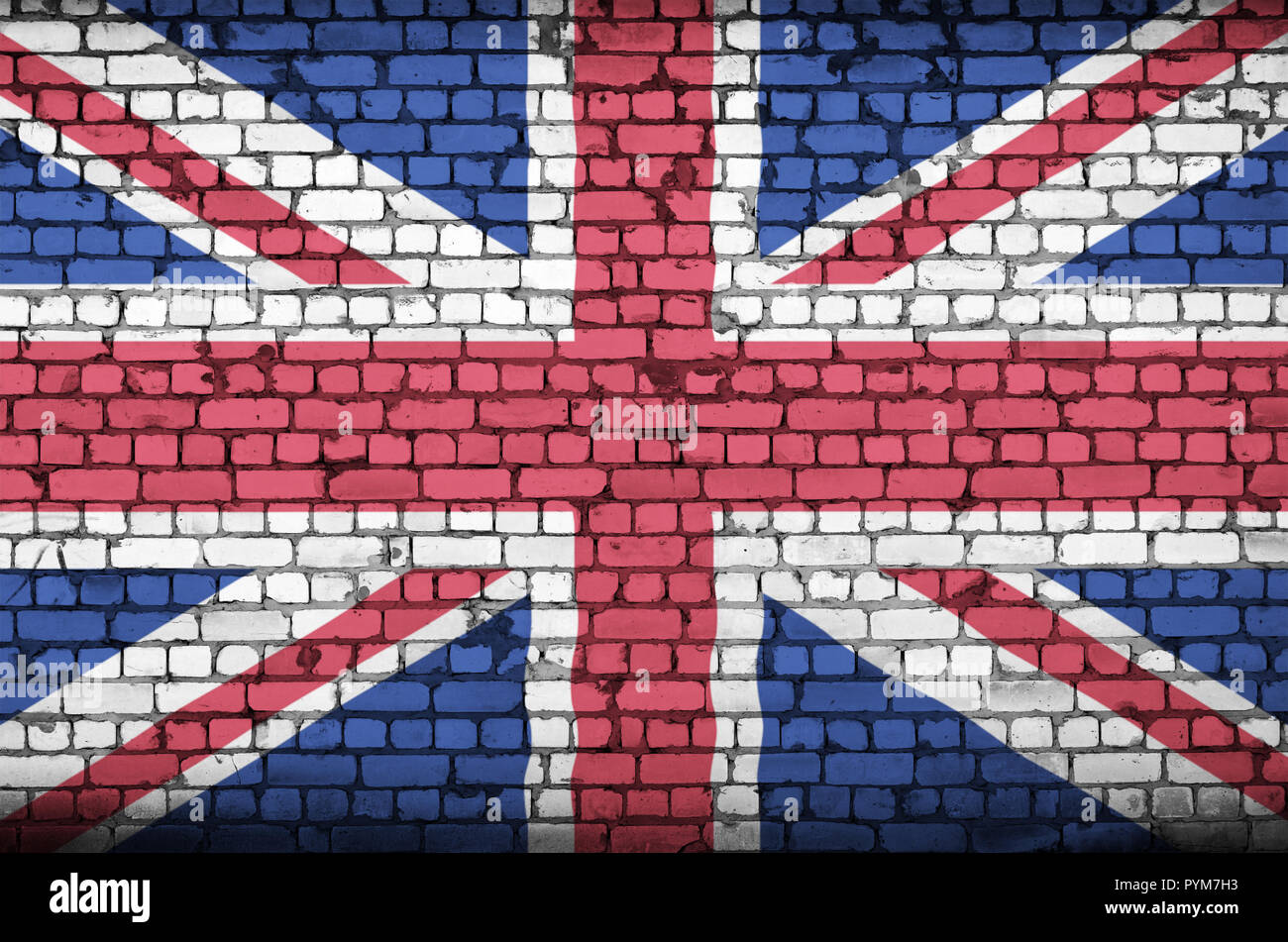 Great britain flag is painted onto an old brick wall Stock Photo - Alamy