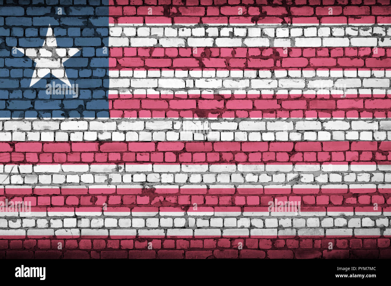 Liberia flag is painted onto an old brick wall Stock Photo - Alamy