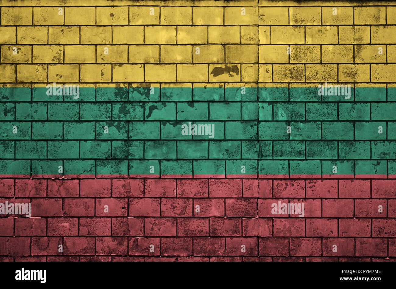 Lithuania flag is painted onto an old brick wall Stock Photo - Alamy